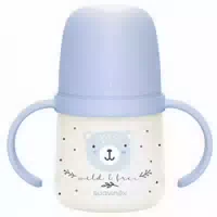 Suavinex Night & Day Babyflasche mit Henkel und Weichem Trinkschnabel 6 Monate und Älter Blau