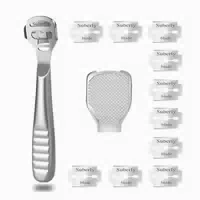 Edelstahl Hornhaut Hobel Set Fußpflege mit 10 Ersatzklingen 1 st