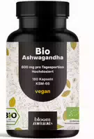 Ashwagandha Ksm 66 180 Kapseln 600 mg Bio Extrakt Pro Tag Bloom Naturals