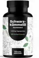 Schwarzkümmelöl 420 Softgel Kapseln 1000 mg Öl mit 500 mg Linolsäure Bloom Naturals