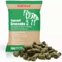 Supravit Grascobs für Pferde | Natürliche Graspellets als Heuersatz | Wiesencobs für Pferde