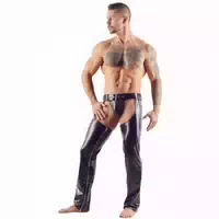 Svenjoyment Svenjoyment Kunstleder Chaps mit String Tanga Schwarz m