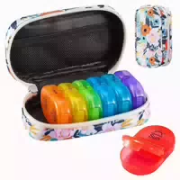 Tablettenbox 7 Tage Pillendose 2 Fächer Regenbogen Canvas Ta 1 st