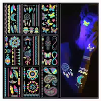 Neon Tattoos Uv Body Face Painting 9 Blätter Temporäre Tätow 1 st