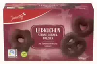 Jeden Tag Lebkuchen Sterne, Herzen, Brezeln Vollmilchschokolade