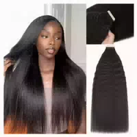 Tape Extensions Echthaar Kinky 1b# Ks 14zoll 35 5cm 20er Pac 1 st