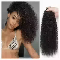 Tape Extensions Echthaar Kinky Curly 1b# 20zoll 50 8cm 20er 1 st