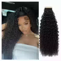 Tape Extensions Echthaar Schwarz Kinky 1b# 18zoll 45 7cm 20e 1 st