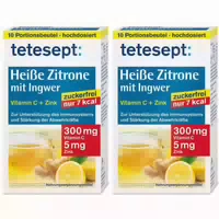 Tetesept Heiße Zitrone mit Ingwer Vitamin C Zink Zuckerfrei 10x3 g Pulver