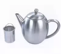 Thermo Teekanne Doppelwandig Matt Edelstahl, 1 Liter