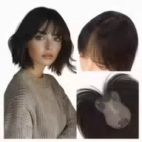 Topper Clip in Echthaar 360 Abdeckung Damen Haar mit Pony 1b 1 st