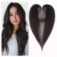 Toupet Damen Echthaar Remy 27cm Seitenpony #1b Natürliches 1 st