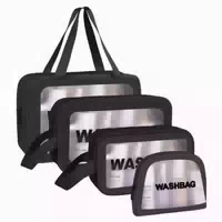 Transparente Kosmetiktasche Pvc Pu Leder Kulturbeutel 4pc Sc 1 st