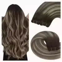 Tressen Echthaar Remy Ombre Einnähen 35cm 80g 4 4 Weft #1b 8 1 st