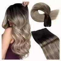 Tressen Echthaar Remy Ombre Einnähen 55cm 100g 4 4 Weft #1b 1 st