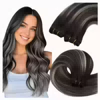 Tressen Echthaar Remy Schwarz Ombre 2 Weft 2 #1b Silver 1b 4 1 st