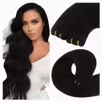 Extensions Tressen Echthaar Remy Weft Schwarz 35cm 80g 4 1 W 1 st