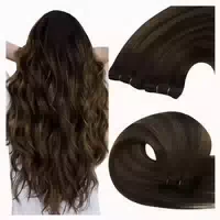 Tressen Echthaar Weft Einnahen Dunkelbraun 2 Weft 1 #2 2 6 5 1 st