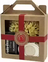 Unicorn Geschenk Set Mini Seifendose Klein Sahneweiß Dudu Osun Classic 25g Naturschwamm