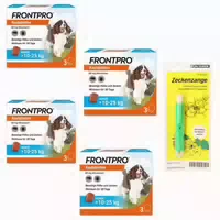4x Frontpro Hunde 10 25kg Zeckenzange Set 1 st Sparset
