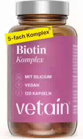 Vetain Biotin Zink Selen Komplex mit Silizium & Vitamin B5 für Haare, Haut & Nägel Hochdosiert