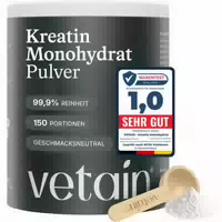 Vetain Creatin Monohydrat 750g Pulver Ultrafein & Hoch Löslich Kreatin Monohydrat Testsieger