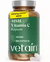 Vetain Msm Kapseln mit Vitamin C 180 Kapseln Vegan & ohne Zusätze Produziert in Deutschland
