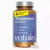 Vetain Premium Magnesium Komplex 4 Bioaktive Formen Hochdosiert: Magnesium Bisglycinat