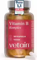 Vetain Vitamin B Komplex Alle 8 B Vitamine mit B3, B5, B6, Biotin B7 , Folat & B12 Bioaktiv