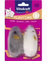 Vitakraft Plüschmäuse mit Quietscher, Langhaar für Katzen