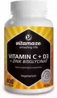 Vitamin C D3 Zink Bisglycinat Vegetarisch 400 Kapseln
