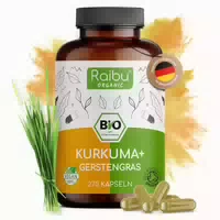 Bio Kurkuma Gerstengras Kapseln Hochdosiert Raibu 180 St