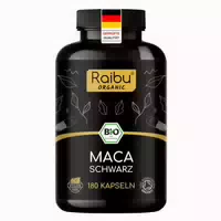 Bio Maca Schwarz Kapseln Hochdosiert, Mit Vit C Raibu 180 St