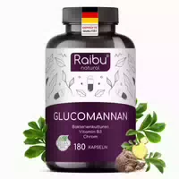 Glucomannan Kapseln Hochdosiert, Mit Bakterienkulturen, Chrom & Vit B3 Raibu 180 St