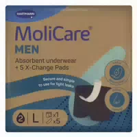 Molicare Men – Diskrete Waschbare Inkontinenzhose, Schützende Boxershorts für Sehr Leichte Blasenschwäche, Größe l Schwarz