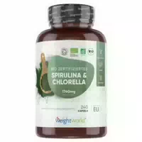 Bio Spirulina und Chlorella 1740 mg 240 Kapseln Natürliche Ergänzung für Ganzheitliches Wohlbefinden & Energie