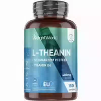 L Theanin Kapseln 400 mg 180 Kapseln 100% Natürliches Aminosäuren Ergänzungsmittel aus Grünem Tee und Schwarzem Tee für Beruhigende und Entspannende