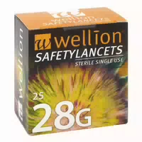 Wellion Safetylancets 28g Sicherheitseinmallanz