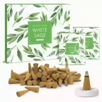 120x Scentorini Weißer Salbei Räucherkegel Inkl Halter & Ge 1 st