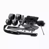 Classic Beginners 10pcs Kit Fur Cuffs, Nipple Clamps,ball Gag,whip,collar,eye Mask,paddle,feather,10 M Rope 1 St