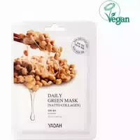 Yadah Daily Green Natto Collagen Mask – Tuchmaske mit Collagen für Straffe, Gepflegte Haut