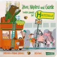 Zebra, Nilpferd und Gazelle Laufen Schnell zur Haltestelle!