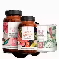 Haut Haare Nägel Paket: Beauty Vitamine, Coenzym Q10 & Kollagen Bildungsunterstützung in einem Veganen Bundle Zauberhaft, Glanzleistung & Glanzvoll Naturtreu g