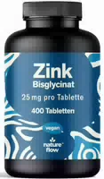 Zink Bisglycinat Hochdosiert 400 Tabletten mit Je 25 mg Langzeitvorrat Nature Flow