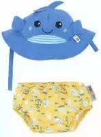 Set Badewindel & Sonnenhut Uv Schutz Wal Blau Gelb Large