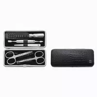 Zwilling Beauty Maniküre Pediküre Set 5tlg Mit Nagelschere, Leder In Kroko Optik, Schwarz Classic Nail Set