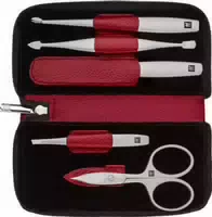 Zwilling Reißverschluss Etui, Yakleder, 5 Tlg Schwarz