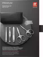 Zwilling Reißverschluss Etui, Yakleder, 5 Tlg Schwarz