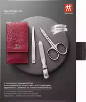 Zwilling Taschen Etui, Rindleder, 3 Tlg Rot